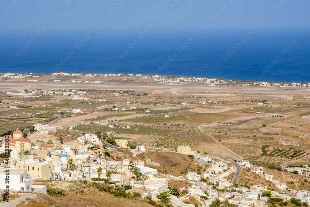 Seafront runway on the Santorini island Cyclades, Greece