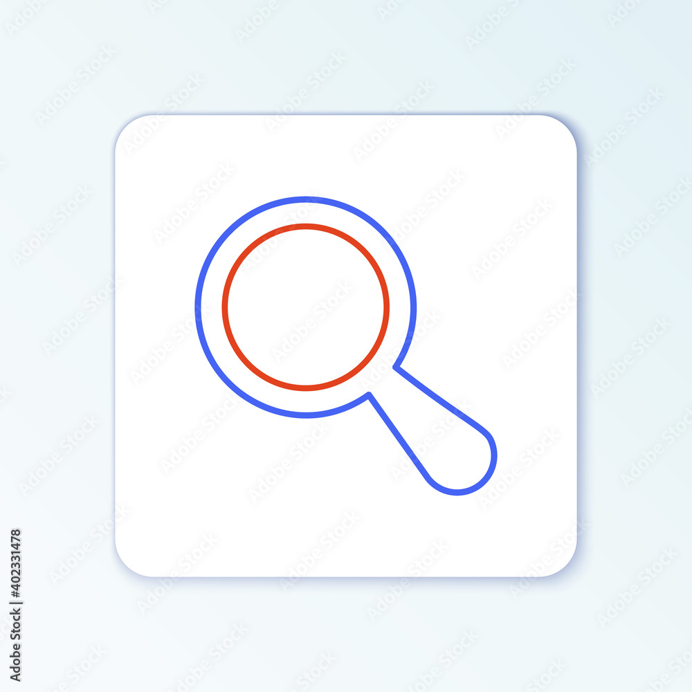 Line Magnifying glass icon isolated on white background. Search, focus, zoom, business symbol. Colorful outline concept. Vector. Line Magnifying glass icon isolated on white background. Search, focus, zoom, business symbol. Colorful outline concept. Vector.