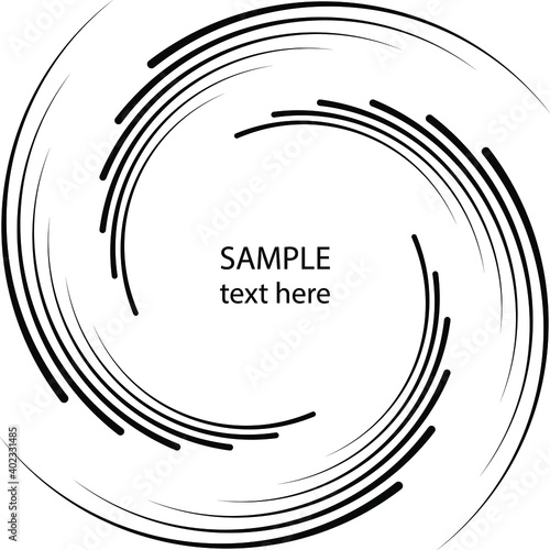 Black abstract vortex frame. Vector illustration. Design element for logo, sign, symbol, blackout tattoo, web pages, prints, posters, monochrome pattern and abstract background