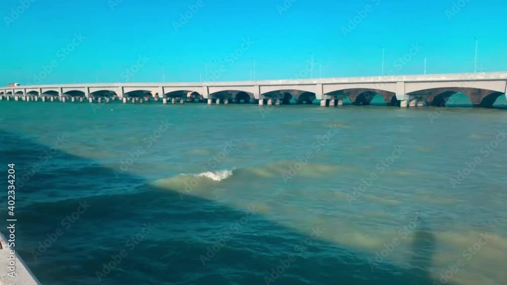The huge bridge of Progreso in Mexico The huge bridge of Progreso in Mexico