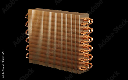 Obraz na płótnie 3D rendering of copper radiator