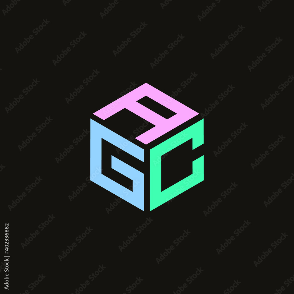 Hexagon logo. AGC vector font design Hexagon logo. AGC vector font design