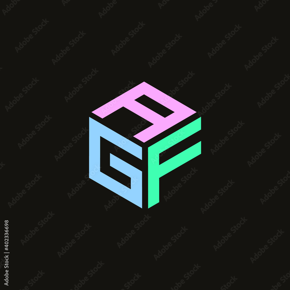 Hexagon logo. AGF vector font design Hexagon logo. AGF vector font design