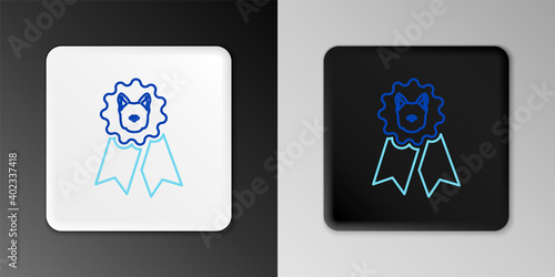 Line Dog award symbol icon isolated on grey background. Medal with dog footprint as pets exhibition winner concept. Colorful outline concept. Vector.