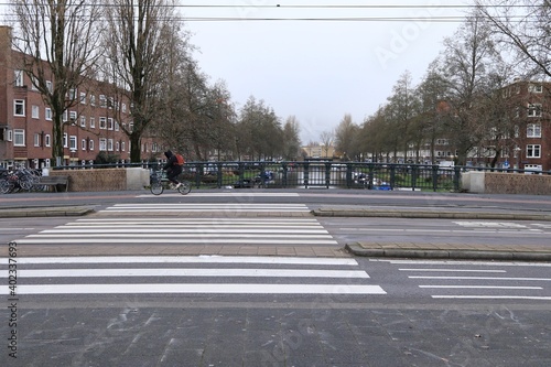 Pedestrian Crossing on a Bridge in Amsterdam Baarsjes District photo