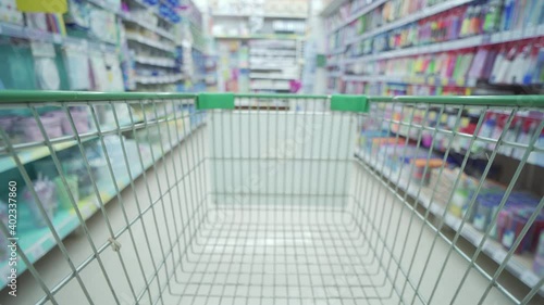 Wallpaper Mural shopping cart in supermarket out off fogus Torontodigital.ca