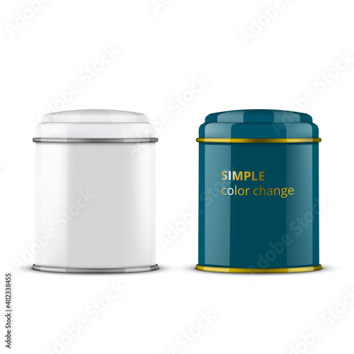 White Metallic Tin Box For Tea, Coffee Or Candy