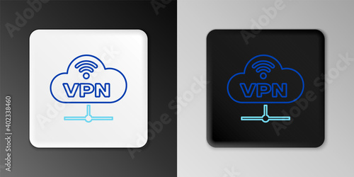 Line VPN Network cloud connection icon isolated on grey background. Social technology. Cloud computing concept. Colorful outline concept. Vector.