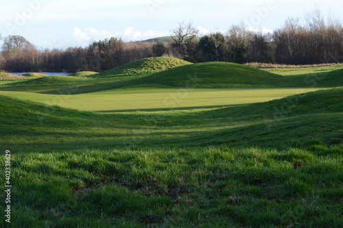 Views across golf courses at Craigtoun, near St Andrews, Fife on a sunny mid December day