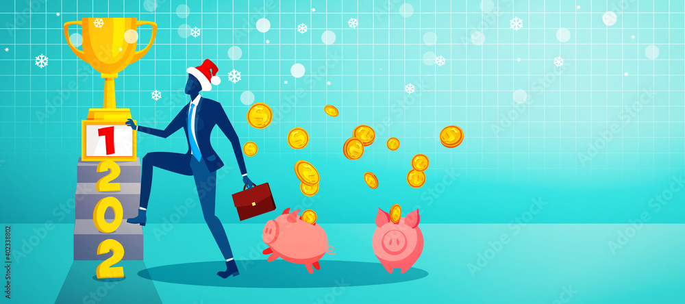 Naklejka premium New 2021 finance and growth prospects. 3D illustration