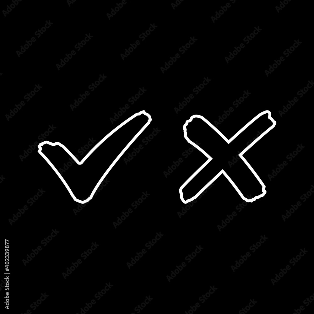 Check mark and cross sign line outline icon Stock Vector | Adobe Stock