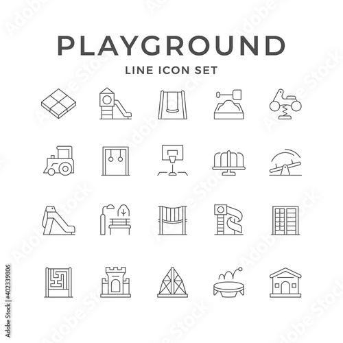 Set line icons of playground