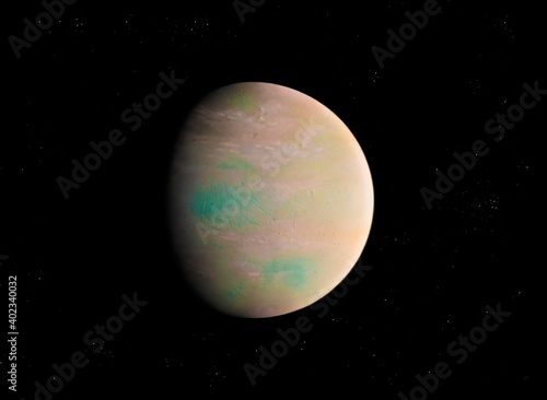 Planet in space, surface of an alien planet, space landscape, exoplanet 3d rendering.
