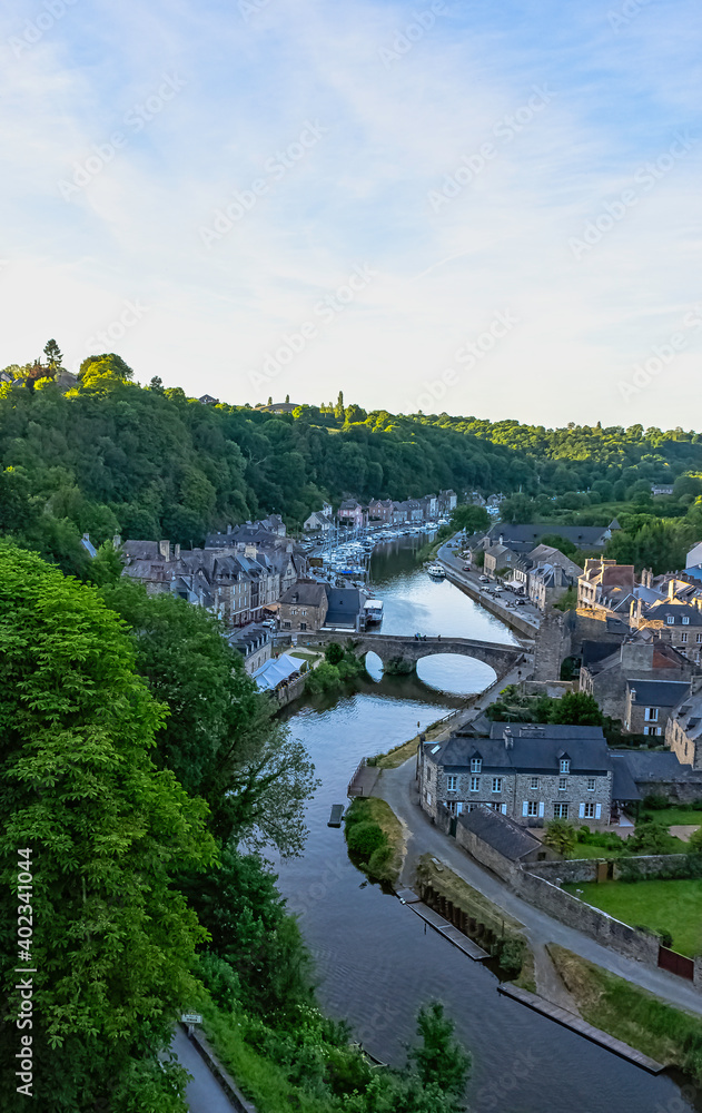 Aerial view of Port of Dinan - Dinan, Brittany, France
