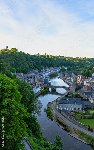 Aerial view of Port of Dinan - Dinan, Brittany, France