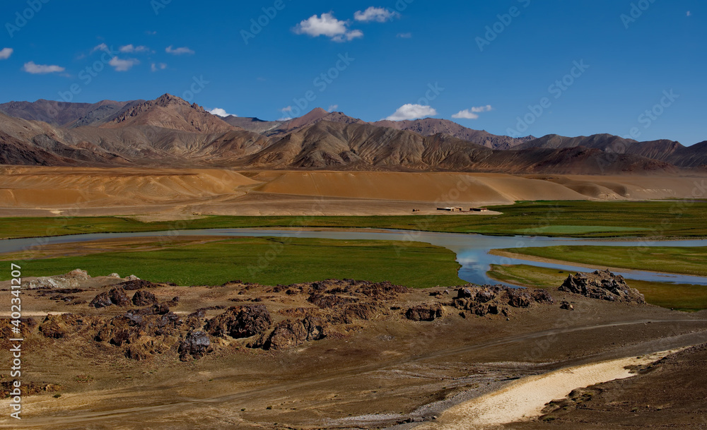 Tajikistan. North-Eastern section of the Pamir highway. Murgab river valley.