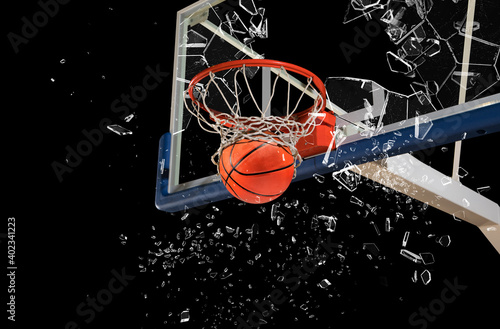Fototapeta Shattered backboard. Basketball concept