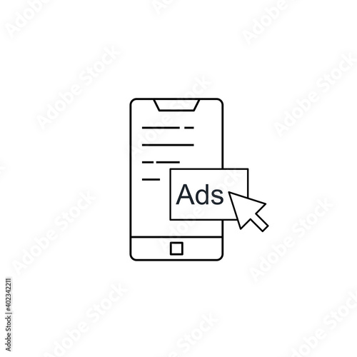 Mobile marketing advertising icon, Mobile marketing and promotion icon. Vector