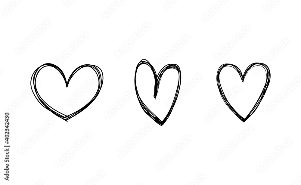 Heart doodles set. Hand drawn hearts collection. Valentine's day sketched design elements. Heart doodles set. Hand drawn hearts collection. Valentine's day sketched design elements.