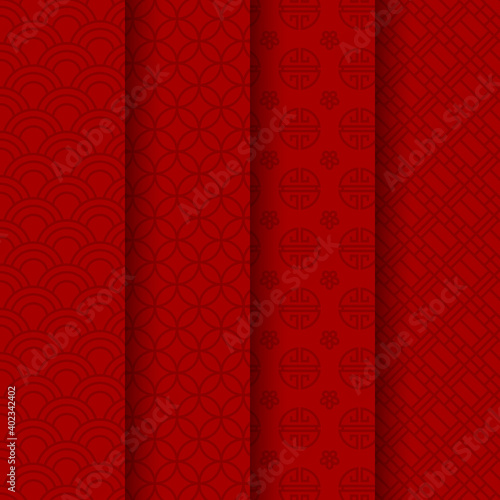 Chinese New Year. Set red pattern.