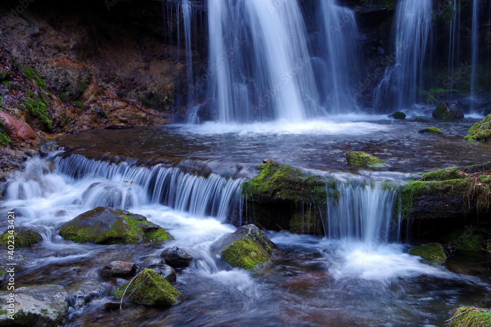 Fototapeta premium 静かに流れ落ちる滝 白糸