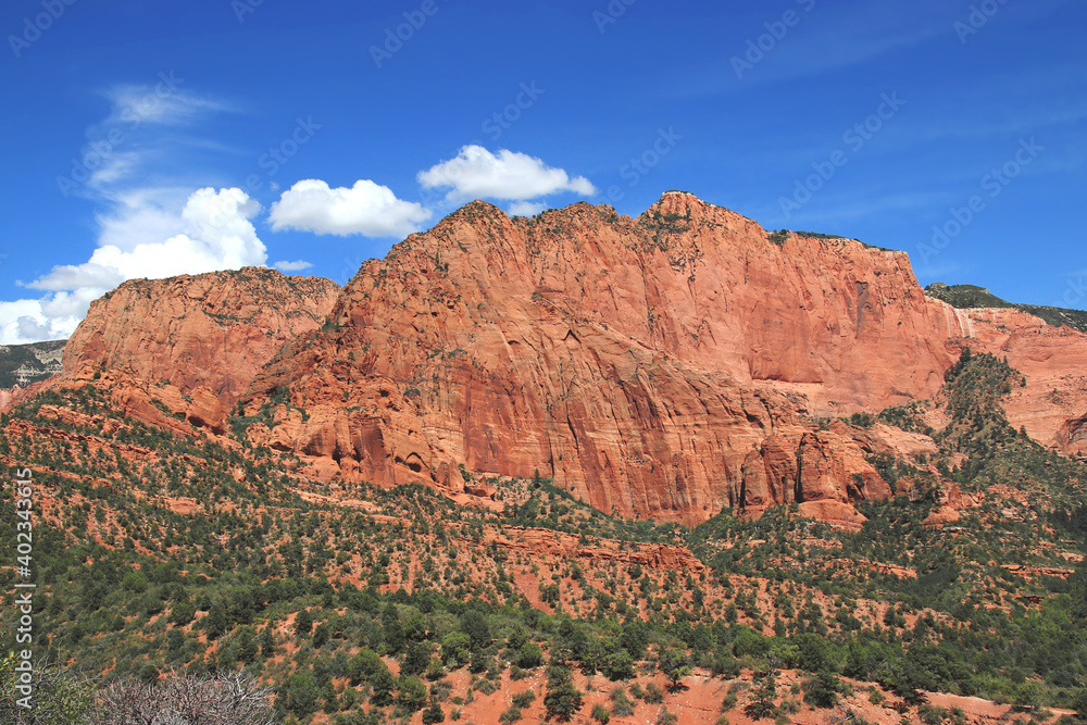 red mountains of Kolob canyon in Zion national park