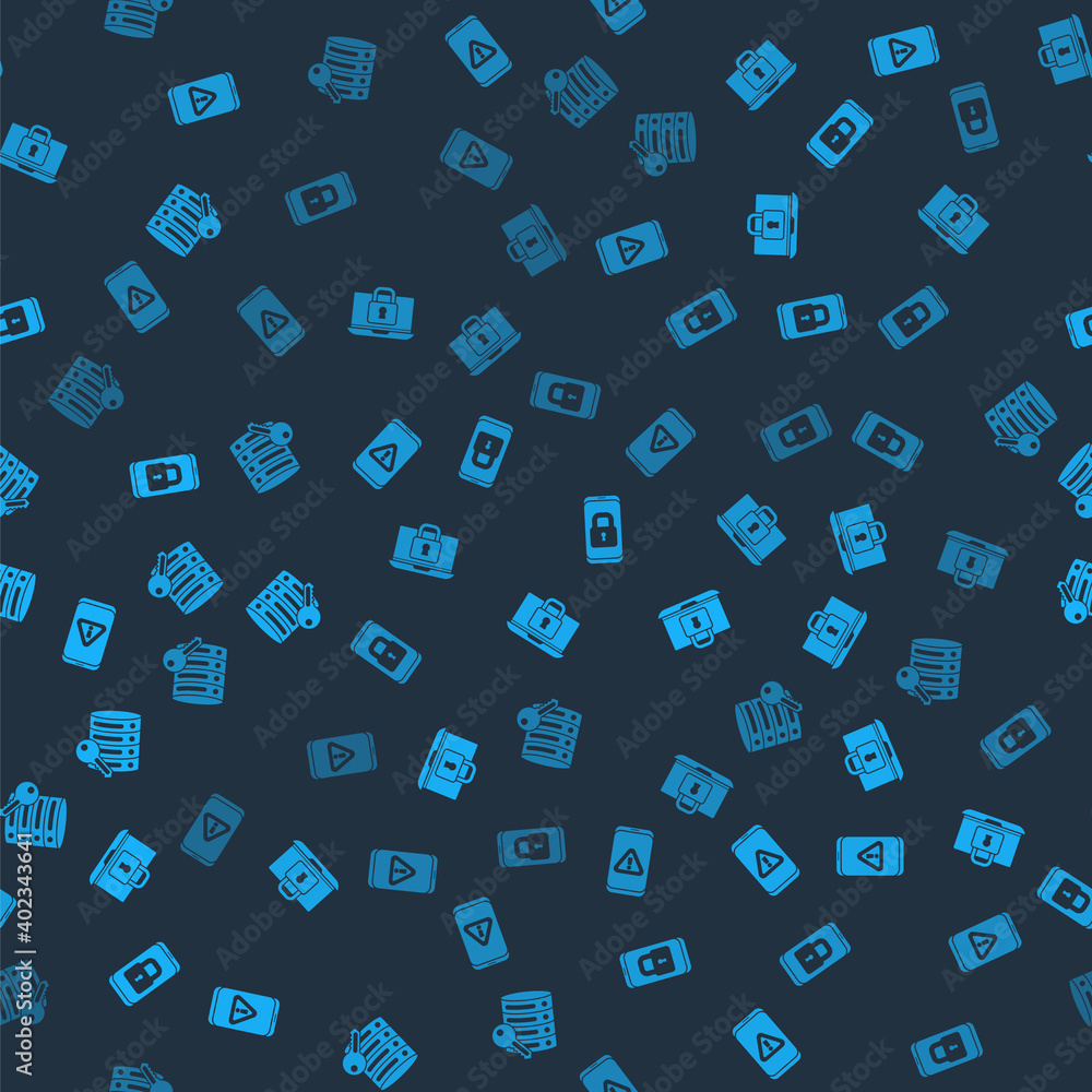 Set Mobile with exclamation mark, Laptop and lock, closed padlock and Server security key on seamless pattern. Vector. Set Mobile with exclamation mark, Laptop and lock, closed padlock and Server security key on seamless pattern. Vector.