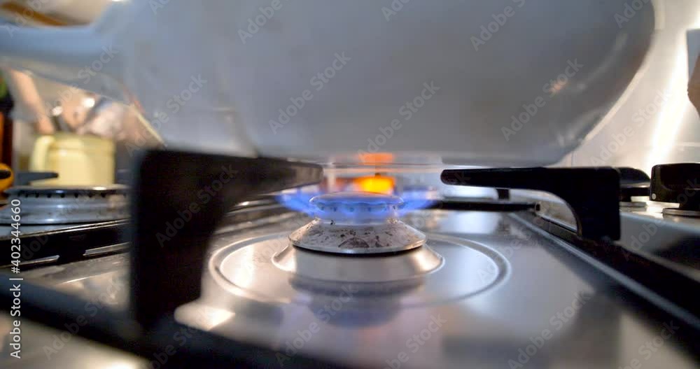 Gas cooker turning on and off, Slow motion gas cooker in the kitchen
