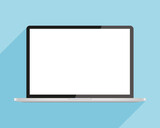 Modern thin frame realistic laptop, notebook or ultrabook mockup for inserting any UI interface advertising or business presentation isolated vector illustration.