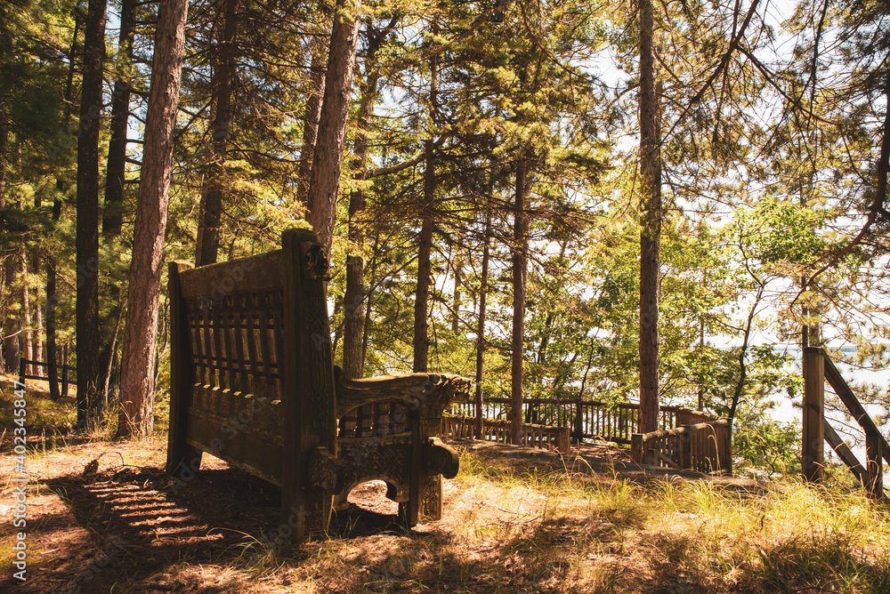 old bench in the woods