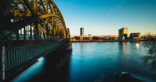 61. Day to night, Cologne Germany, Hohenzollernbrücke. photo