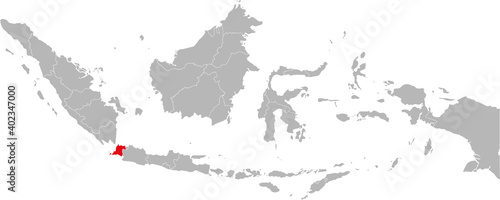 Banten province isolated on indonesia map. Gray background. Business concepts and backgrounds.