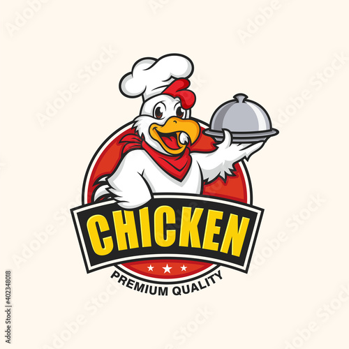 Chicken mascot logo vector. Chicken vector illustration. Organic farm vector logo design
