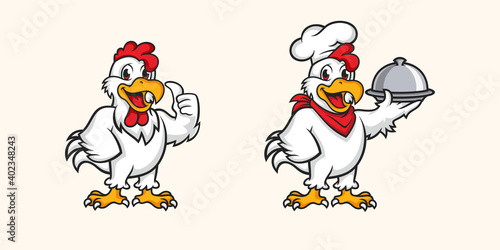 Chicken mascot logo vector. Chicken vector illustration. Organic farm vector logo design
