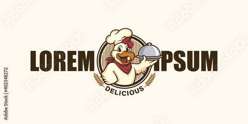 Chicken mascot logo vector. Chicken vector illustration. Organic farm vector logo design

