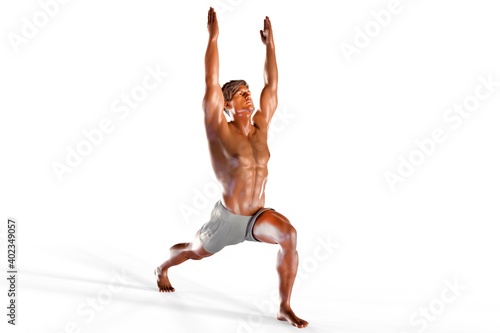 Yoga pose Warrior 1  or Virabhadrasana 1