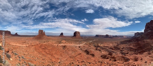 Panoramic view of fascinating Monument valley photo