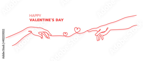 Happy valentine's day with two hands of Adam red thread concept vector illustration