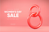 International Women's day banner. 8 march background with 3d number. 