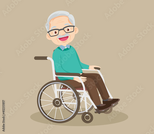 grandfather sitting on wheelchair
