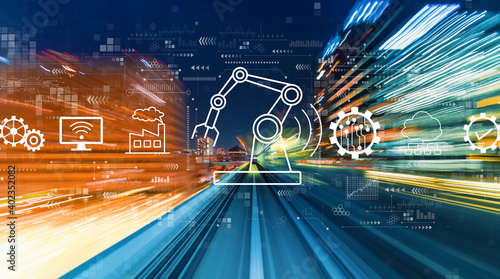 Smart industry concept with abstract high speed technology motion blur
