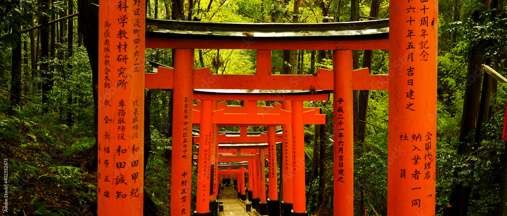 Fushimi Inari Shrine gate, Shinto shrine in southern Kyoto. Fushimi Inari Shrine gate, Shinto shrine in southern Kyoto.