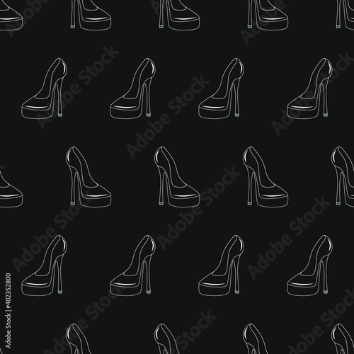 Ellegant fashilonable high heeled women shoes seamless pattern. Vector illustration.