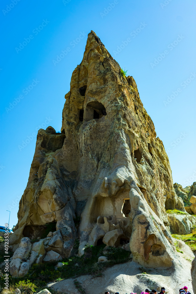 Turkey, Cappadocia, Göreme National Park - 25 April 2019 - Fairy-tale building in the rock in Cappadocia