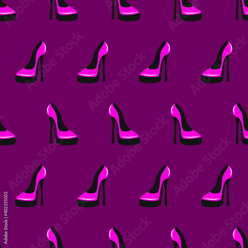 Ellegant fashilonable high heeled women shoes seamless pattern. Vector illustration.