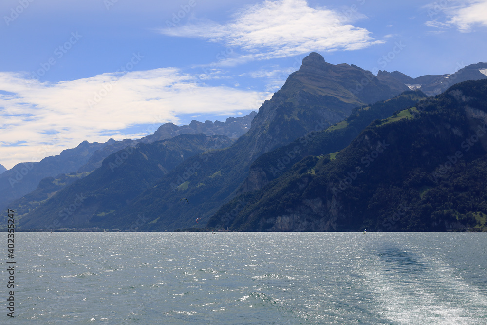 Beautiful mountain range as seen from Brunnen Beautiful mountain range as seen from Brunnen