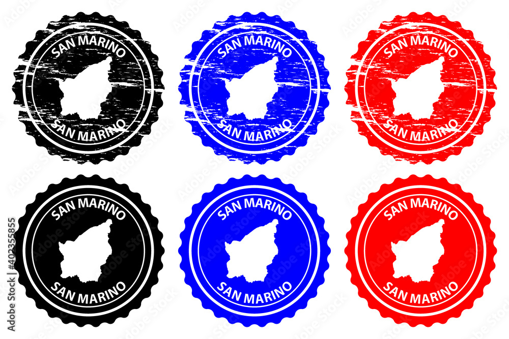 San Marino - rubber stamp - vector, San Marino map pattern - sticker - black, blue and red San Marino - rubber stamp - vector, San Marino map pattern - sticker - black, blue and red