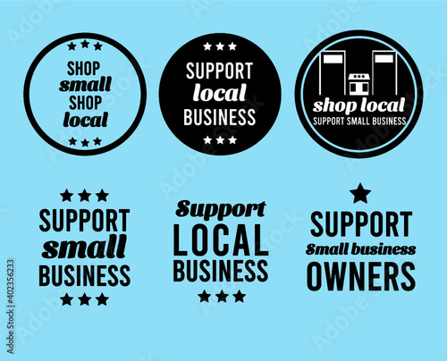 support and shop local small business icons for flyers and stickers