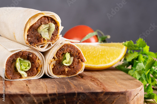 Traditional turkish food (meatbal)l cigkofte photo