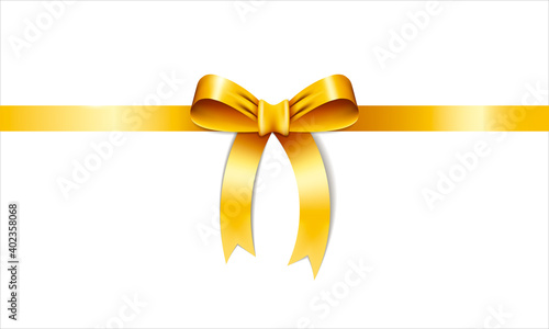 Festive gift golden bow with ribbon. Vector illustration.
